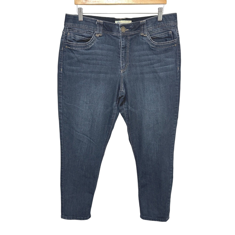 Democracy Crop Jeans Womens 14 Blue Ab Technology Dark Wash Denim Stretch Casual